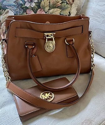 Michael Kors Brown Leather Satchel Bag & Wallet Brown Medium • $145