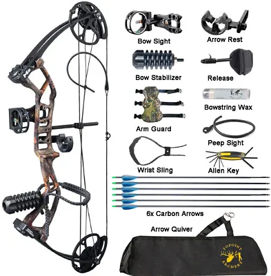 Youth Compound Bow Arrows Set 10-40lbs Adjustable Adult Women Archery Hunting • £264.46