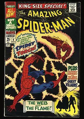 Amazing Spider-Man Annual #4 FN+ 6.5 Human Torch! Mysterio! Marvel 1967 • $46