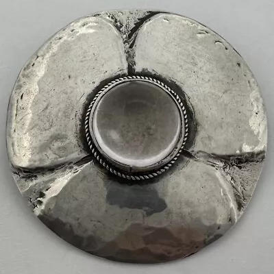 Antique Arts & Crafts Hand Wrought Sterling Silver Quartz Crystal Flower Brooch • £8.02