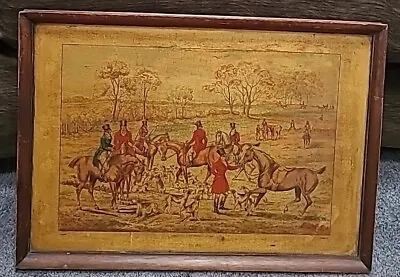 Vintage H. ALKEN The Meet Art Picture On Wood Table Top • £91.56