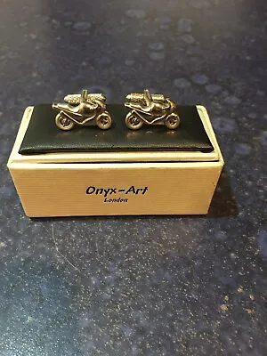 £1.95 • Buy Pair Of Mens Designer Fashion Cufflinks - Motor Bike From Onyx-art London Boxed