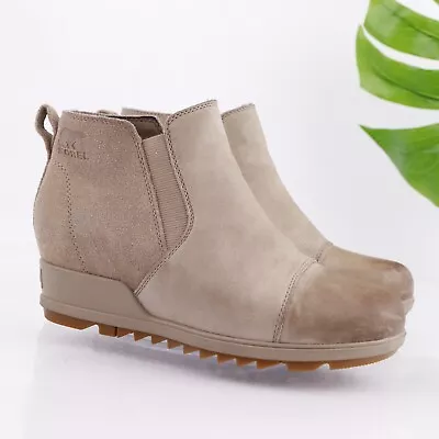 Sorel Women's Elvie II Chelsea Boot Sz 8.5 Waterproof Taupe Leather Suede Bootie • $89.74