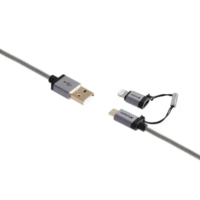 Verbatim GRY 1.2m Charging & Sync 2-in-1 Micro USB/Lightning MFI-Certified Cable • $20