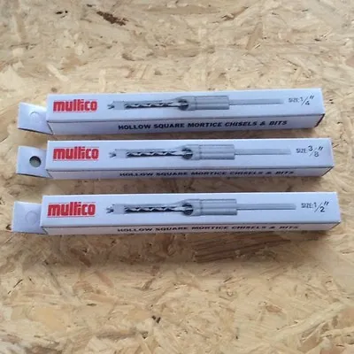 Multico White Box 1/4 +3/8 +1/2  Morticer Chisels & Bits  3/4  Shank • £85