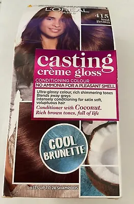 L'OREAL Casting Creme Gloss 415 Iced Brown Hair Colour Semi-Perm 28 Shampoos NEW • £13.50