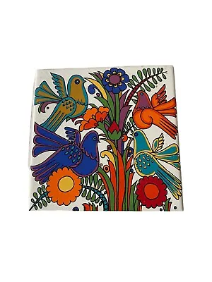 MCM Acapulco Villeroy And Boch Porcelain Ceramic Tile Trivet Birds Flowers • $32.99