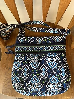 Crossbody Bag VERA BRADLEY Triple Zip Ink Blue Women's Large Quilted Purse • $20