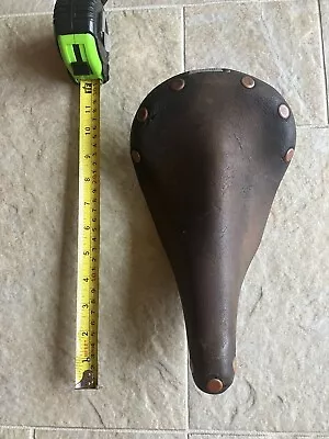 Vintage Brooks Brown Leather Bike Seat W/ Copper Rivet Button • $49