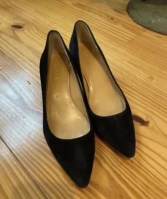 J. Crew Classic Emory Black Suede Kitten Heel Pointed Pumps Slip On Size 7 • $16.99