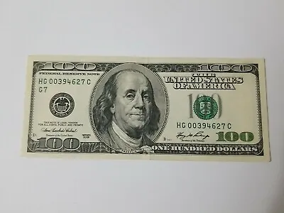 Series 2006 ~ US One Hundred Dollar Bill Note $100 ~ Chicago ~ HG 00394627 C • $130