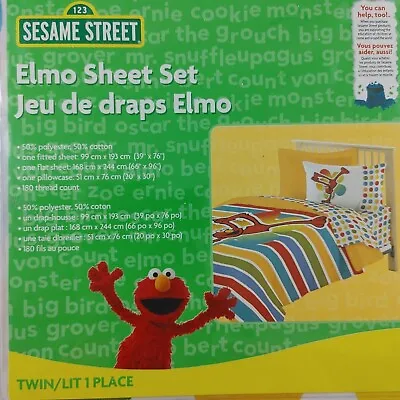 Sesame Street Elmo Sheet Set Twin Bedding Polka Dot 180 Thread Count New B106 • $43.44