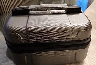 Train Case Luggage ~ Gray Metal Look ~ Zipper Close ~ Brand New • $17.99