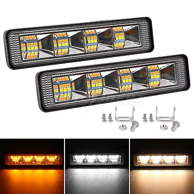 X2 6  12V 50W LED Work Light Bar Lights Driving Lamp Offroad Car SUV WHITE AMBER • £13.99