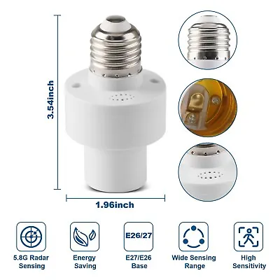 E27/E26 Radar Motion Body Sensor Lamp Holder LED Light Socket Base Adapter USA • $8.95