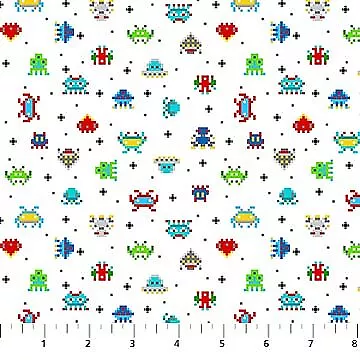 Gaming Zone Fabric BTY Video Game Icons White 24572-10 Cotton  • $15.75