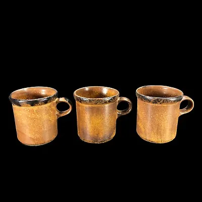 3ct Vintage 1970s  McCoy USA 1412 Coffee Mug Cup Canyon Line Mesa Brown • $29.95