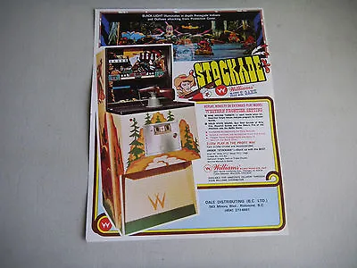 Old Stock Vintage  STOCKADE Rifle Shooting Gallery  WILLIAMS  ARCADE GAME  FLYER • $9.49