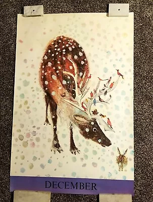 1971 BRIAN WILDSMITH Deer Buck 24x36 RARE Poster Vtg Animal Illustration 70s  • $111.99