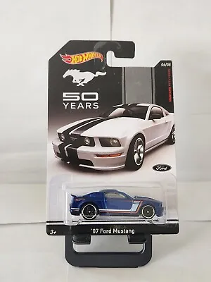 2014 Hot Wheels 50 Years Mustang Series '07 Ford Mustang Blue #6/8   P20 • $8.99