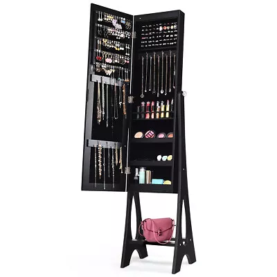 Home LED Jewelry Cabinet Armoire W/Bevel Edge Mirror Organizer Mirrored Standing • $99.99