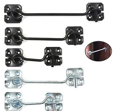 Black/Galvanised Cabin Hook And Eye Rustic Gate Shed Door Latch Catch Lock Hooks • £2.15