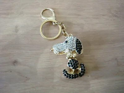 £4.99 • Buy Fashion Jewelry Peanuts Snoopy Keyring Gold Colour Black White Stones Bag Charm