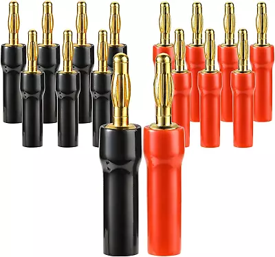 Gold Plated 4Mm Screw Type Banana Plugs 18-12 AWG (8 Pairs/16 Pcs) • $17.54