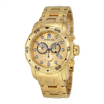 Invicta Scuba Pro Diver Chronograph Gold Dial Gold-tone Men's Watch 0074 • $94.02