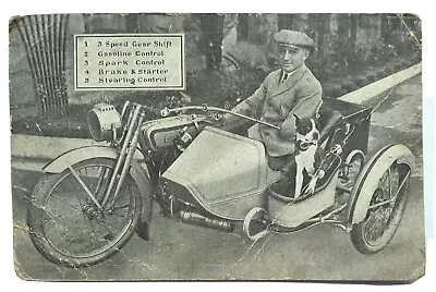 1917 LEGLESS ONE ARM HARLEY DAVIDSON DRIVER Postcard Barney Oldfield Sidecar A7 • $12.95