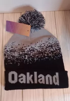 Lida Collection Unisex OAKLAND Beanie Warm Winter Hat Black Gray Pom Pom NWT • $22.99