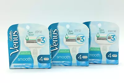 Gillette Venus Sensitive Smooth Skin Elixir 3 Blade Cartridges 3 Boxes/4 Refills • $21.92