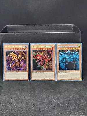 $45 • Buy Yugioh Egyptian God Cards Slifer Obelisk Ra SBCB-EN Secret Rare Set NM