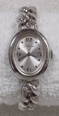 Vintage ENDURA Silver Tone Ladies Wind Up Watch * Ornate Back * PARTS REPAIR • $18.50