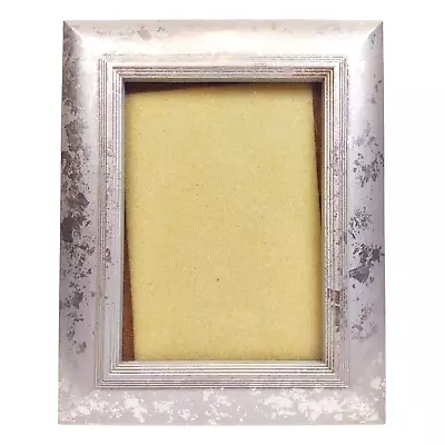 Antiqued Silver Toned Beveled Picture Frame 5x7 Photo Frame W Stand Or Hang • $10.90