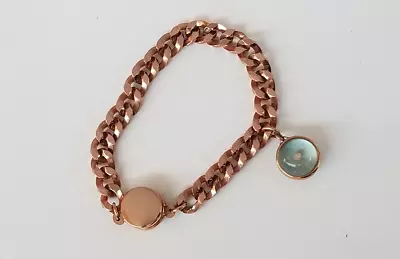 Vtg Mustard Seed Faith Lucite Ball Charm Rose Gold Tone Cuban Link Bracelet • $30