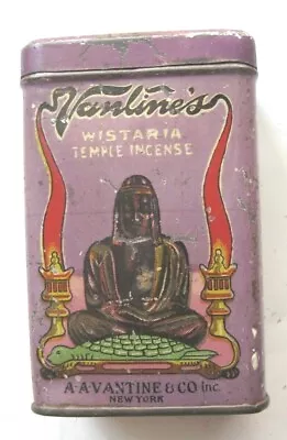 Vintage 1920's VANTINE'S TEMPLE  INCENSE: Wistaria Large Tin No Incense    • $15