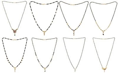 $13.42 • Buy Indian Traditional Bollywood Black Bead Gold Plated Bridal Necklace/ Mangalsutra