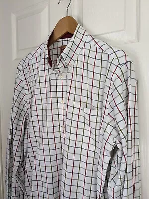 Schoffel Shirt Mens 16 White Check Long Sleeve Size Large  • £15.99