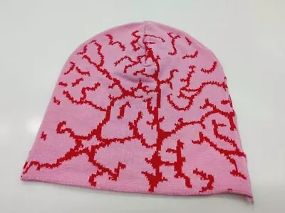 New Brain Pattern Graphic Y2K Knit Skull Cap Acryl Unisex Adult Beanie Hat Pink • $29.99