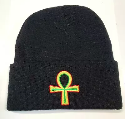 Rasta Ankh  Black  Beanie Winter Skull Hat  • $9.99