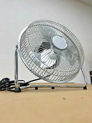 Challenge Chrome Tilt Floor Fan  9 Inch Desk Fan Portable Tilt Fan High Speed • £25.99