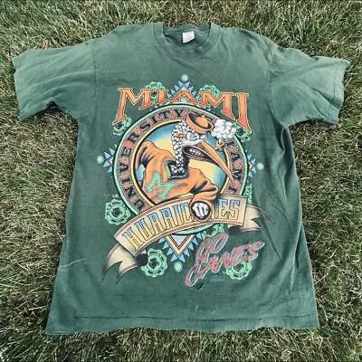 Miami Hurricanes Football 1990’s Retro Style Forest Green T Shirt NH10149 • $27.99