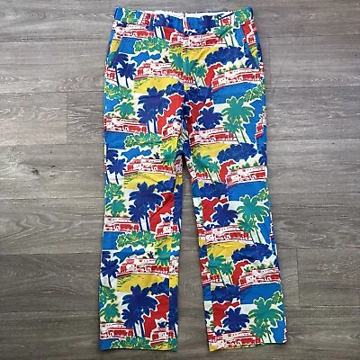 True Vintage Corbin Golf Pants Print Geometric Resort Floral Flare Size 34x29.5 • $49.88