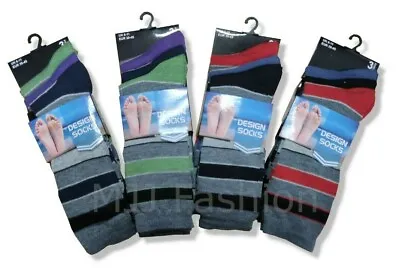 Mens Designer Socks Cotton Rich Luxury Stripes 3 6 12 Pairs Size 6 11 UK  • £3.99