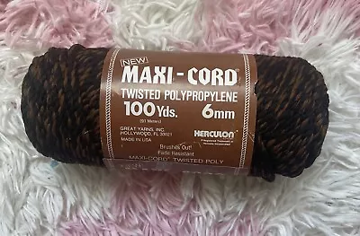 VTG Maxi Cord Herculon Twisted Black Brown 6mm 100 Yards Polypropylene • $15