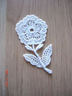 4 X NEW Venise Lace Applique 2.5  Flower Trim WHITE • $4.99