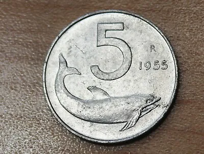 1955 Italy 5 Lire Dolphin  • $0.99