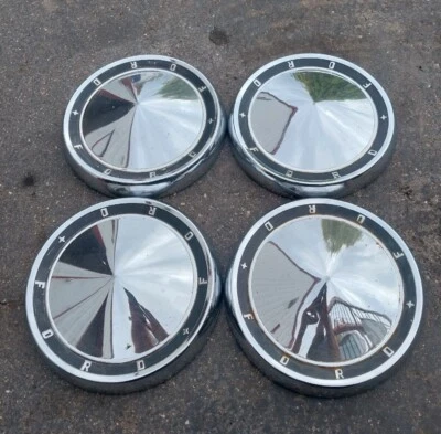 $99 • Buy 1960 1961 Ford Galaxie Fairlane 10.5  Dog Dish Hubcaps Hub Caps Oem Chrome Users