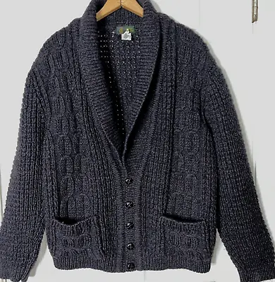 Men Sz XL Macys California IRELAND Pure Wool FISHERMAN GRANDPA Cardigan Sweater • $59.99